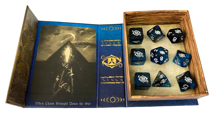 Insterstellar Eye of Chaos Elder Dice in open grimoire