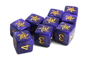 purple astral elder sign d6 dice set