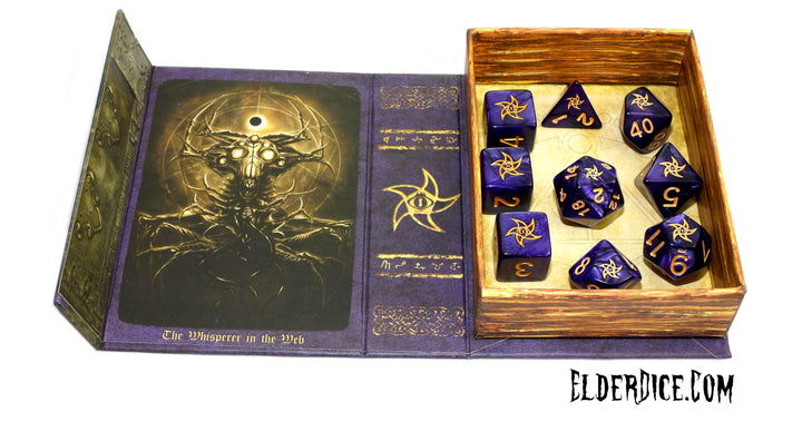 purple astral elder sign polyhedral dice set