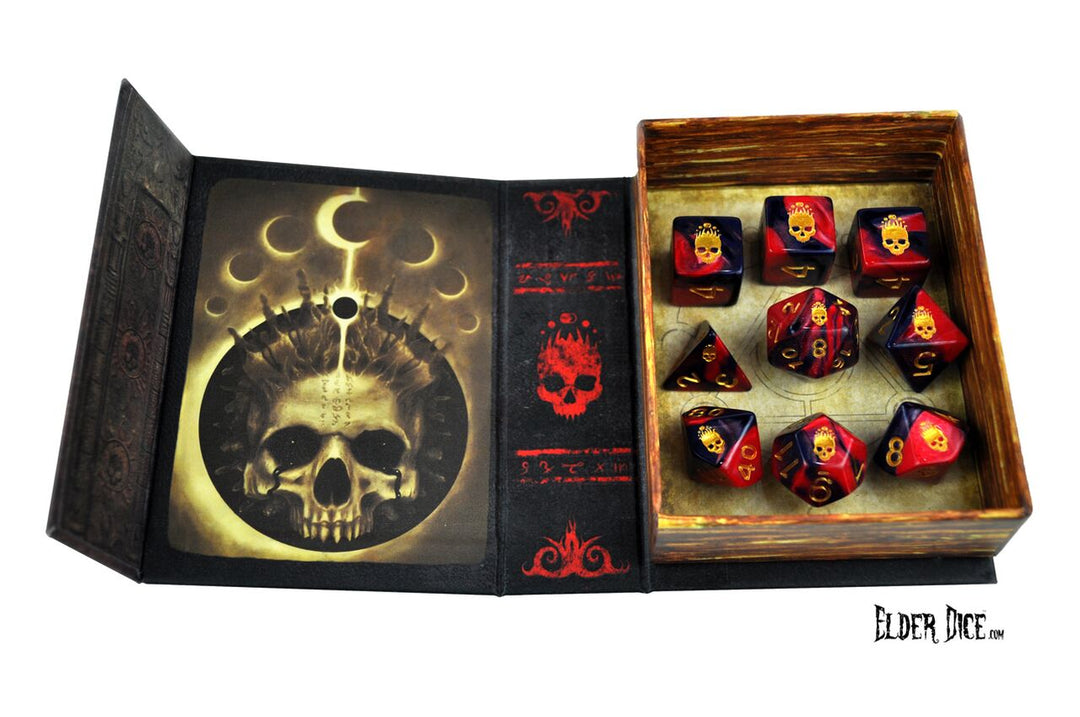 Mark of the Necronomicon Dice - Red and Inky Black Polyhedral Set